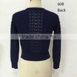 2016 Fall/winter Crew Neck Long Sleeve Texture Knitting Way on Center Front and Back Sweater thumbnail-1