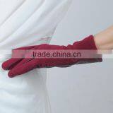 New Spring Collection Blue Wool Glove With Leather on Palm thumbnail-5