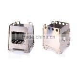 Stainless Steel Camping Wood & Alcohol Stove With Hinge Portable Stove Outdoor With Saucer Wholesale thumbnail-1