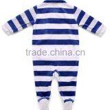 New Born Baby Long Stripe Velour Stripe Romper thumbnail-3