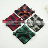 casual style Scotland Trellised Handkerchief Bowtie,100% cotton bowtie Pocket Square For Sale