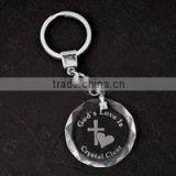 3D laser engraving crystal glass photo keychain/crystal wedding gift/LED light key chain