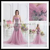 Real Sample One-shoulder Sweetheart Mermaid Empire Beaded Applique Floor Length Prom Dress xyy07-041