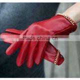 Fashional New Winter Red Trend Ladies Leather Gloves
