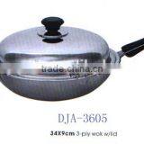 AH3602 32CM 34CM 36CM 38CM STAINLESS STEEL 201 CHINESE WOK SET thumbnail-4