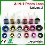 3 in 1 Mobile Phone Lens Universal Circle Clip 3 in 1 Lens for IPhone Samsung Smart Phone