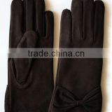 brown pig suede leather gloves