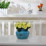 Hot Selling Nice Handmade Artificial Silk Flower Arrangementsin Blue Vase thumbnail-3