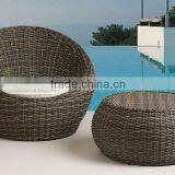 Wicker Cocoon Chair and Round Table