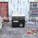Vintage Wooden Storage Stool Trunk Box Decor