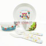 New Wholesale Bpa Free Plastic Custom Printed 6PCS/SET Kids Dinnerware Sets thumbnail-4
