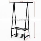 Black Metal Coat Hat Rack 2-tier Garment Drying Rack Clothes Shoe Organizer thumbnail-3