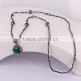 Pave Crystal Beads Hematite Beaded Necklace, Waterdrop Gem Stone Pendant Necklace thumbnail-3