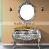 Saudi Arabia Vanity Luxury Silver Solid Wood Vanity With Mirror WTS151