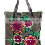 COTTON TOTE BAG WITH KAREN HANDWEAVING FABRIC thumbnail-1