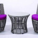 Garden furniture Side table Aluminum frame Baclony PE round rattan weave+5mm tempered glass comfortable