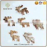 Small Deer Natural Flower Wood Bark Engraving thumbnail-1