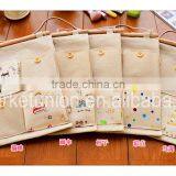 4 Pcs Cotton Pockets Wall and Door Print Flower Picture and Nature Wooden Stick Multifunctional Storage Hanging Bag thumbnail-1