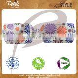 Floral Print Jute Beach Bag With Round Wooden Cane Handle - Tote Bag - Exclusive From India thumbnail-2