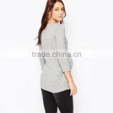 Wholesale Pregnancy Clothes Blank 3/4 Sleeve Grey Boatneck Pregnancy Maternity Clothes thumbnail-2