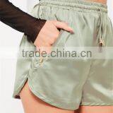 Sexy Women Boxer Shorts Green Silky Zip Detail Runner Shorts Womens Running Shorts Wholesale thumbnail-6