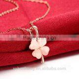 Rose Gold Opal Clover Pendant Necklace thumbnail-3