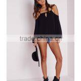 Latest Design Open Shoulders Thin Straps Woman Blouse thumbnail-4