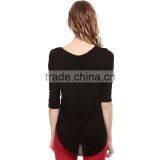 Women's Front Cross Swallow Tail 3/4 Sleeve Crop Top T-shirt Clothing thumbnail-3