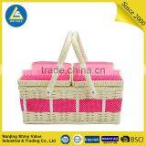 Double Cap Cotton Fabric Woven Basket With Double Handle