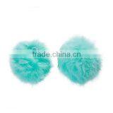 Angora Pom Pom Balls DIY Craft Decoration Mint Green With Ring 80mm Dia. thumbnail-3
