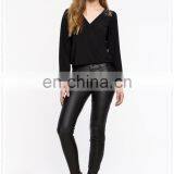 OEM Cheap Women Fancy Sexy Long Sleeves Black Chiffon Blouse thumbnail-5