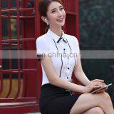 Summer Hot Selling Elegant Fitted Chiffon Contrast Color Collar Custom Office Business Slim Shirt thumbnail-3