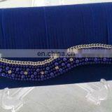 Exotic Blue Crystal Studded Beaded Wedding Bridal Evening Prom Clutch Handbag thumbnail-1