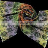 AZO FREE & FAST COLORS PRINTED WOOL SCARF