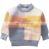Factory Outlet Boys Pullover Long Sleeve Single Layer Plaid Boys Sweater