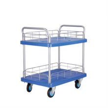 Foldable heavy Duty steel plate flat cart mute wheel trolley cargo