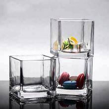 Wholesale Square Transparent Glass Candlestick, Candle Cup, Glass Square Jar, Candle Container, Home Decoration thumbnail-1