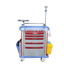Hospital ABS Medical Emergency Trolley 4 Wheels Cart for Hospital Use