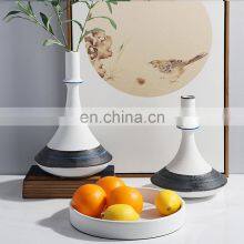 Narrow Mouth Nordic Creative Ceramic Decoration Home Black White Matt Porcelain Vase For Flower thumbnail-2