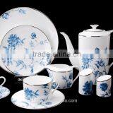 Bone China 16pcs Dinnerware Set With Blue Flower thumbnail-1