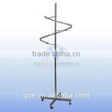 Metal Spiral Display Garment Rack With Four Wheels