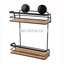 Latest Design Bathroom Storage Rack Iron Bamboo Storage Rack Shelves 2 Layers Wire Storage Rack thumbnail-2