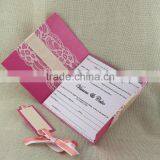 DIY Handmade Personalized Folded Lace Wedding Invitations With Ribbon thumbnail-5