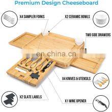 Square Wood Cheese Plate Charcuterie Board Set Magnetic Slide-Out Drawers With Knife Set thumbnail-4