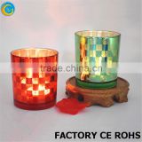 hand blown red mercury glass candle cup / holder votive with metal lid/ wedding bar home deco wholesale