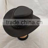 2015 LEATHER COWBOY MENS BROWN LEATHER WESTERN AUSTRALIAN BUSH STYLE COWBOY HAT SMALL MEDIUM LARGE thumbnail-1
