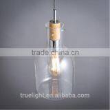 Modern Simple Style Glass Bottle With Wood Pendant Lamp 1 Light for Shops China Supplier thumbnail-2