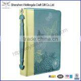 Large Size Butterfly Printing Bible Cover Tote With Cross Engraved Zipper&2 Pen Loops