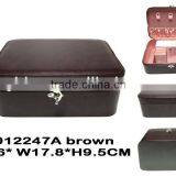 Faux Leather Travel Jewelry Box in Brown, NEW! thumbnail-1