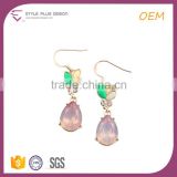 E78065I01 STYLE PLUS shiny gold plate plastic resin colored stone earrings hot sale from mid-night city collection series